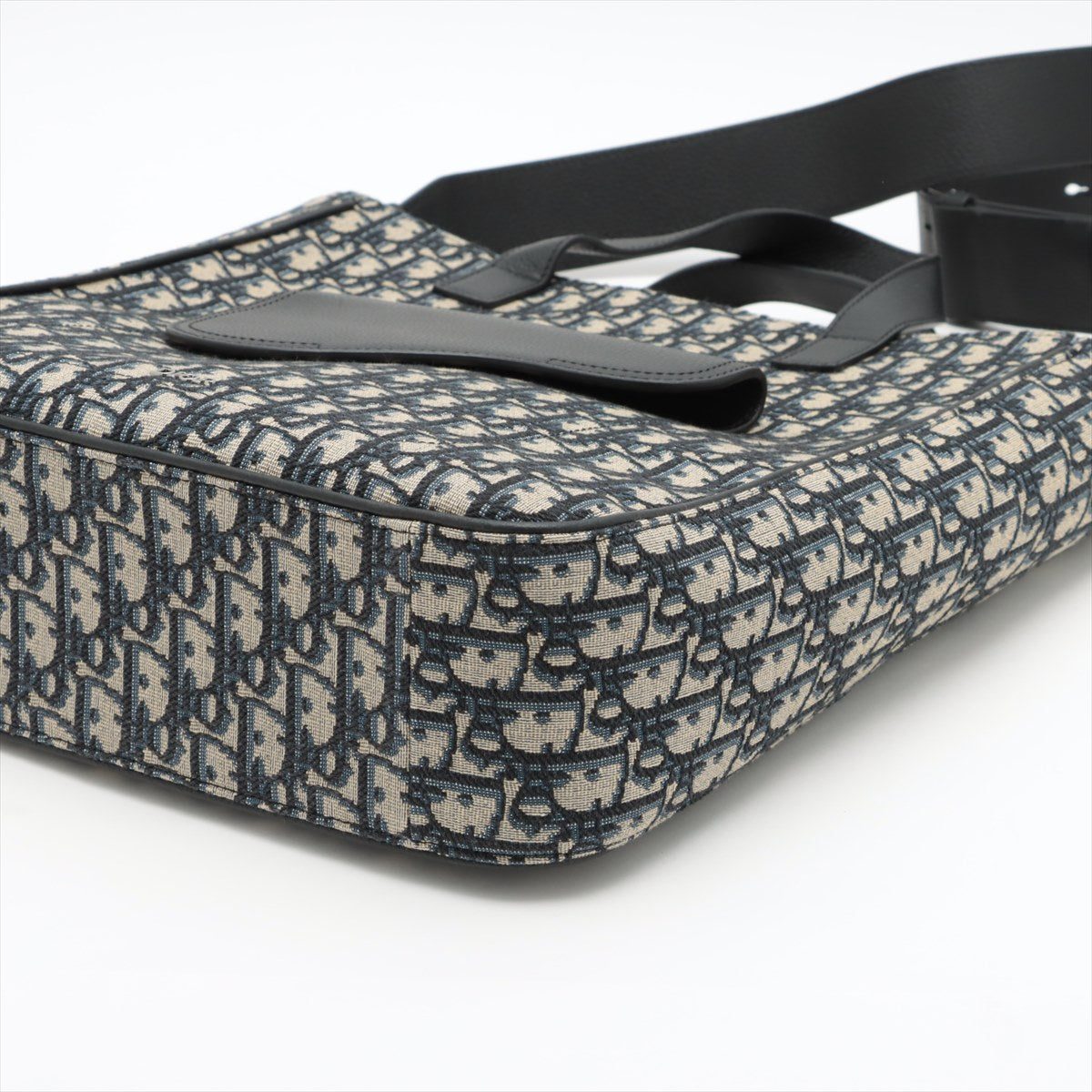 Christian Dior Oblique Saddle Canvas & leather 2way handbag Black x Navy
