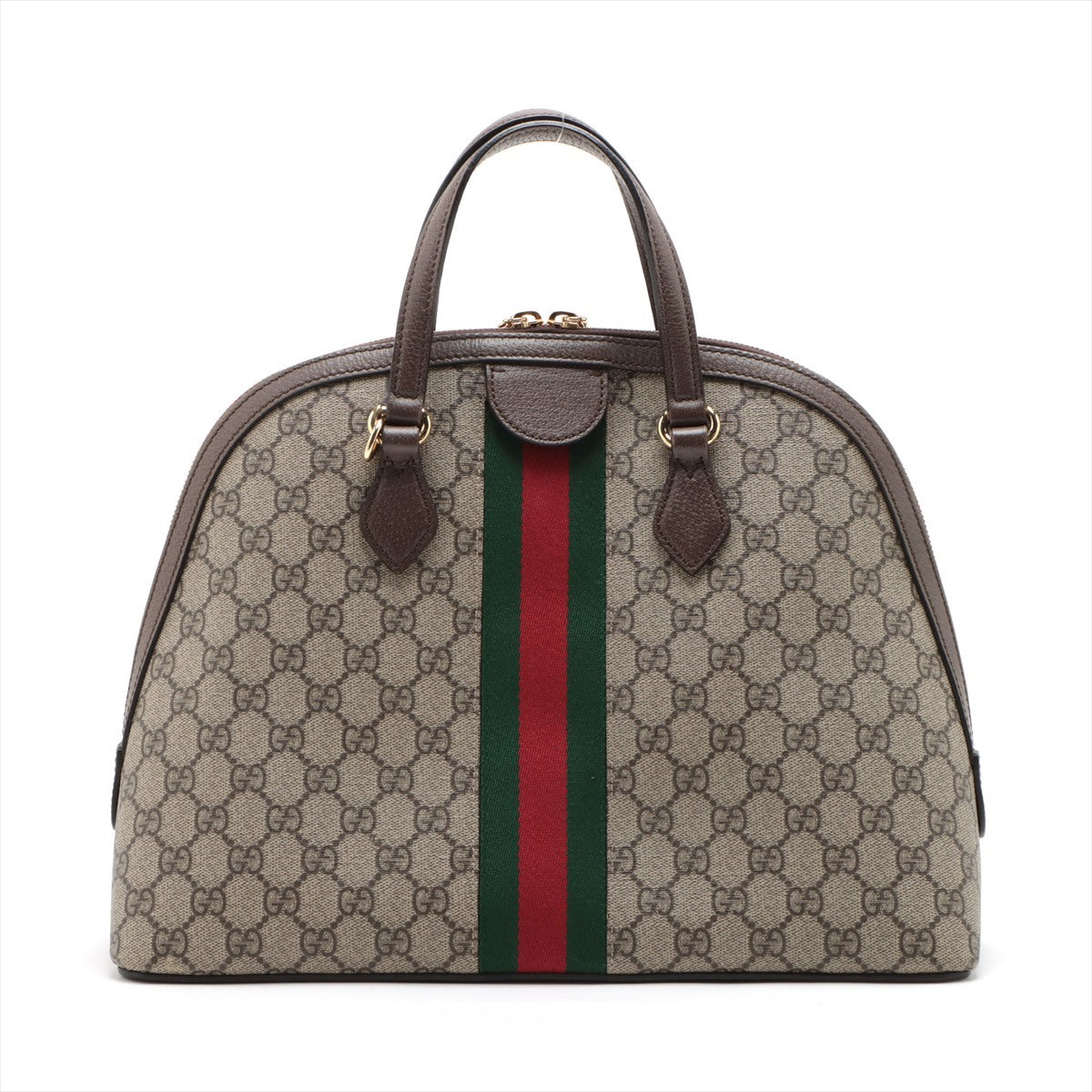 Gucci GG Supreme PVC & leather 2way handbag Beige×Brown 524533