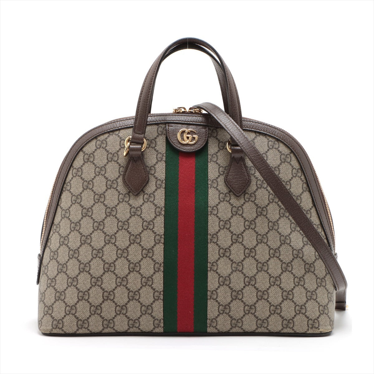 Gucci GG Supreme PVC & leather 2way handbag Beige×Brown 524533