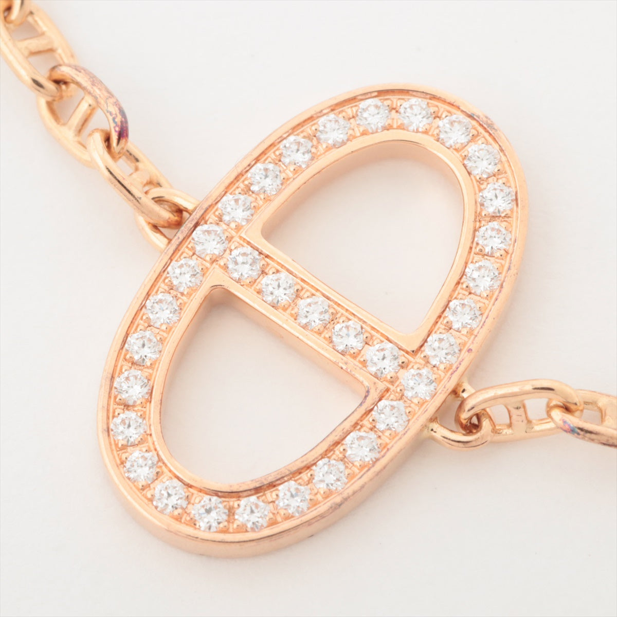 Hermès Chaîne d'Ancre contours diamond Bracelet 750(PG) 5.4g ST