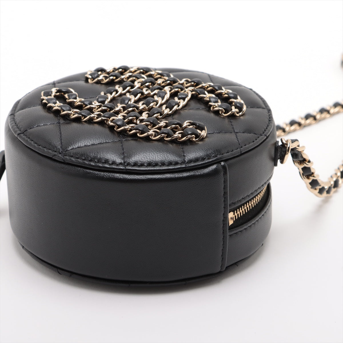 Chanel Big Coco Mark Lambskin Chain shoulder bag CHANEL 19 Matelasse Round Black Gold Metal fittings 30