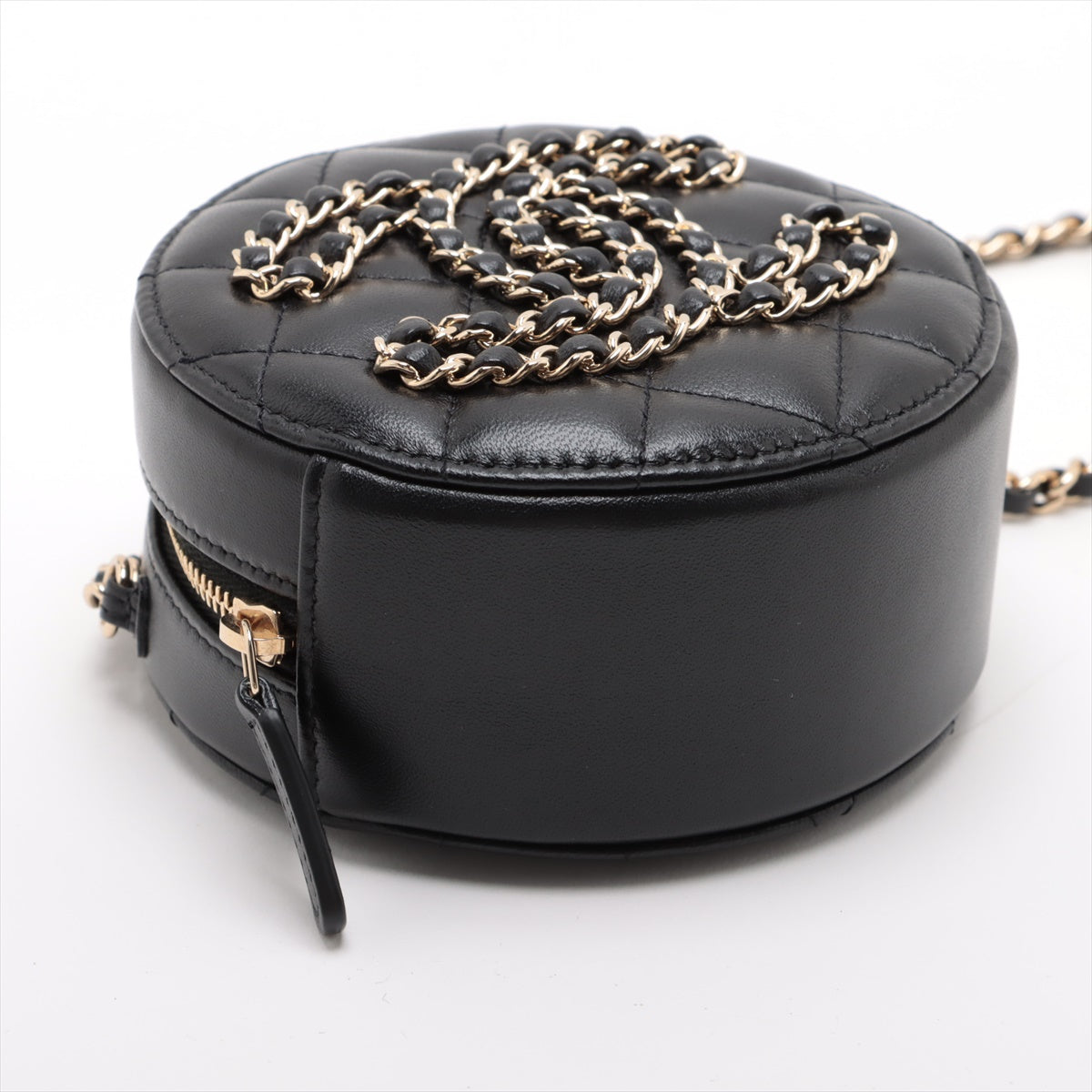 Chanel Big Coco Mark Lambskin Chain shoulder bag CHANEL 19 Matelasse Round Black Gold Metal fittings 30