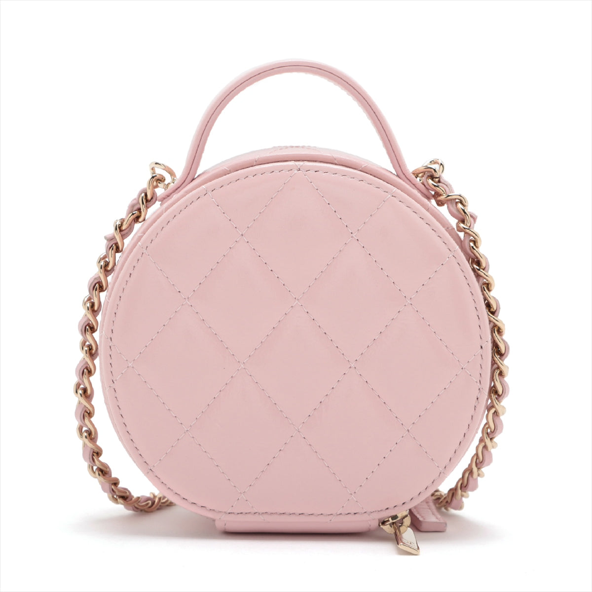 Chanel Matelasse Leather Chain shoulder bag Round Pink Gold Metal fittings