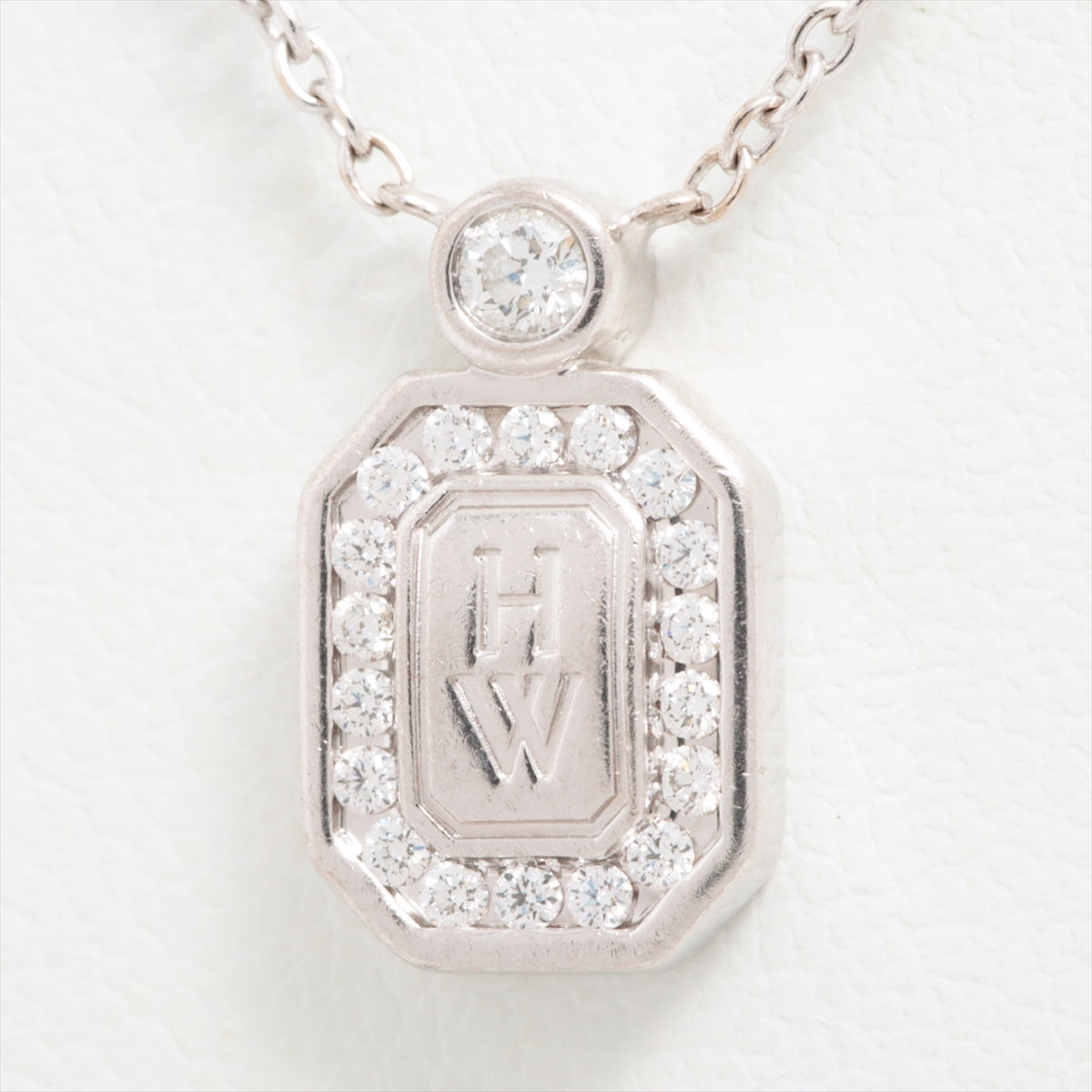 Harry Winston HW Logo diamond Necklace 750(WG) 4.8g