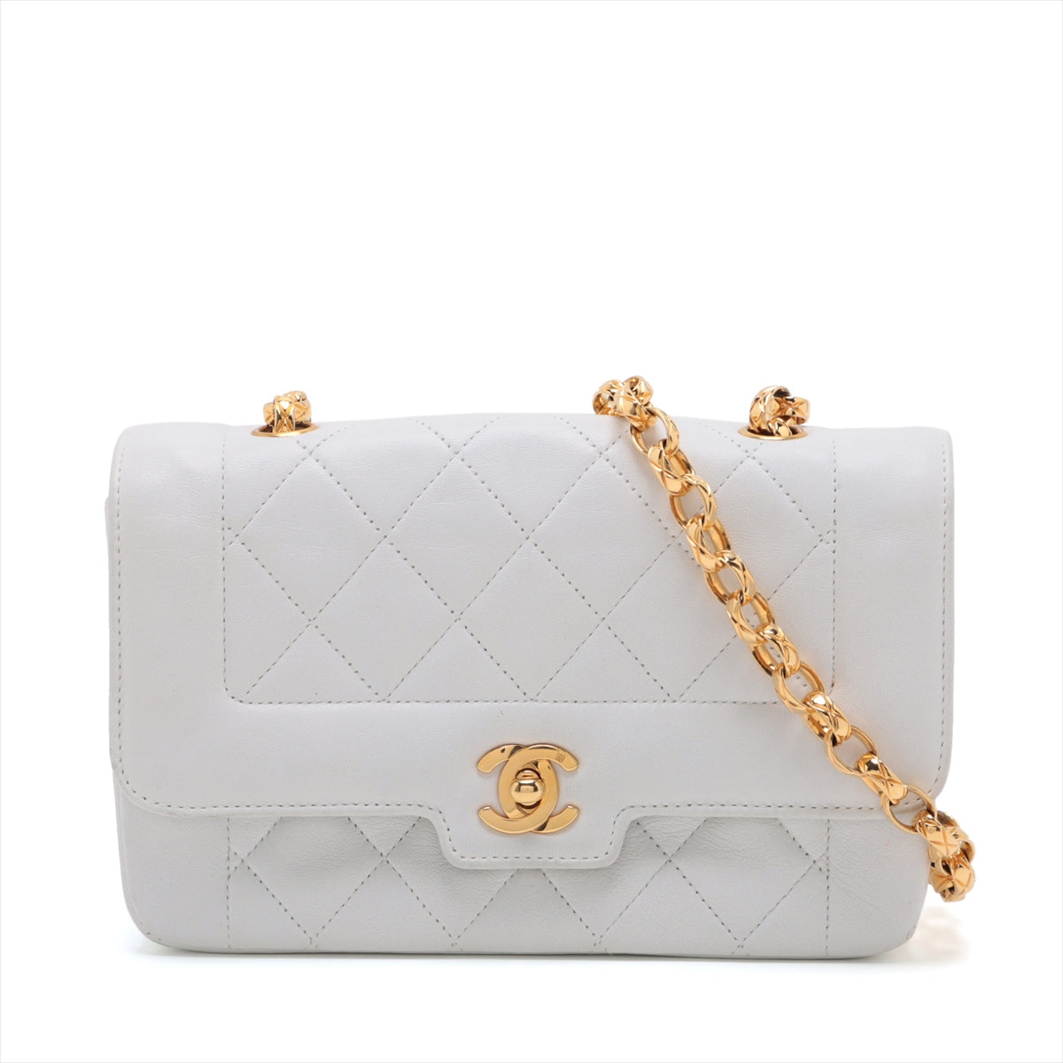 Chanel Mini Matelasse Lambskin Single flap single chain bag White Gold Metal fittings