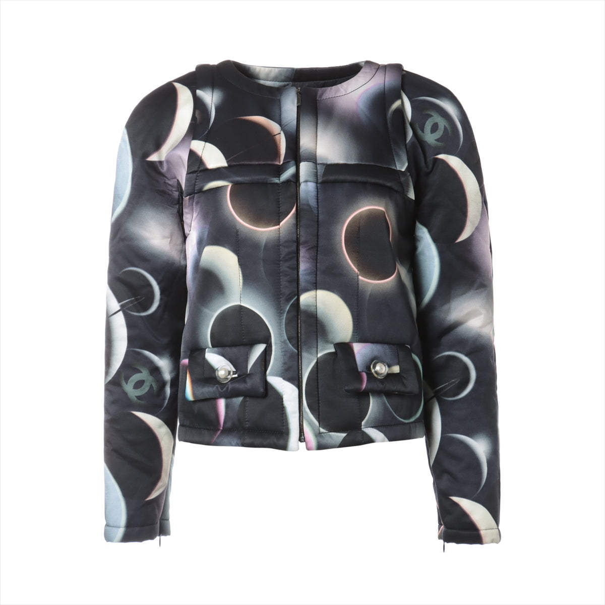 Chanel Coco Button P57 Rayon × Silk Collarless jacket 34 Ladies' Multicolor