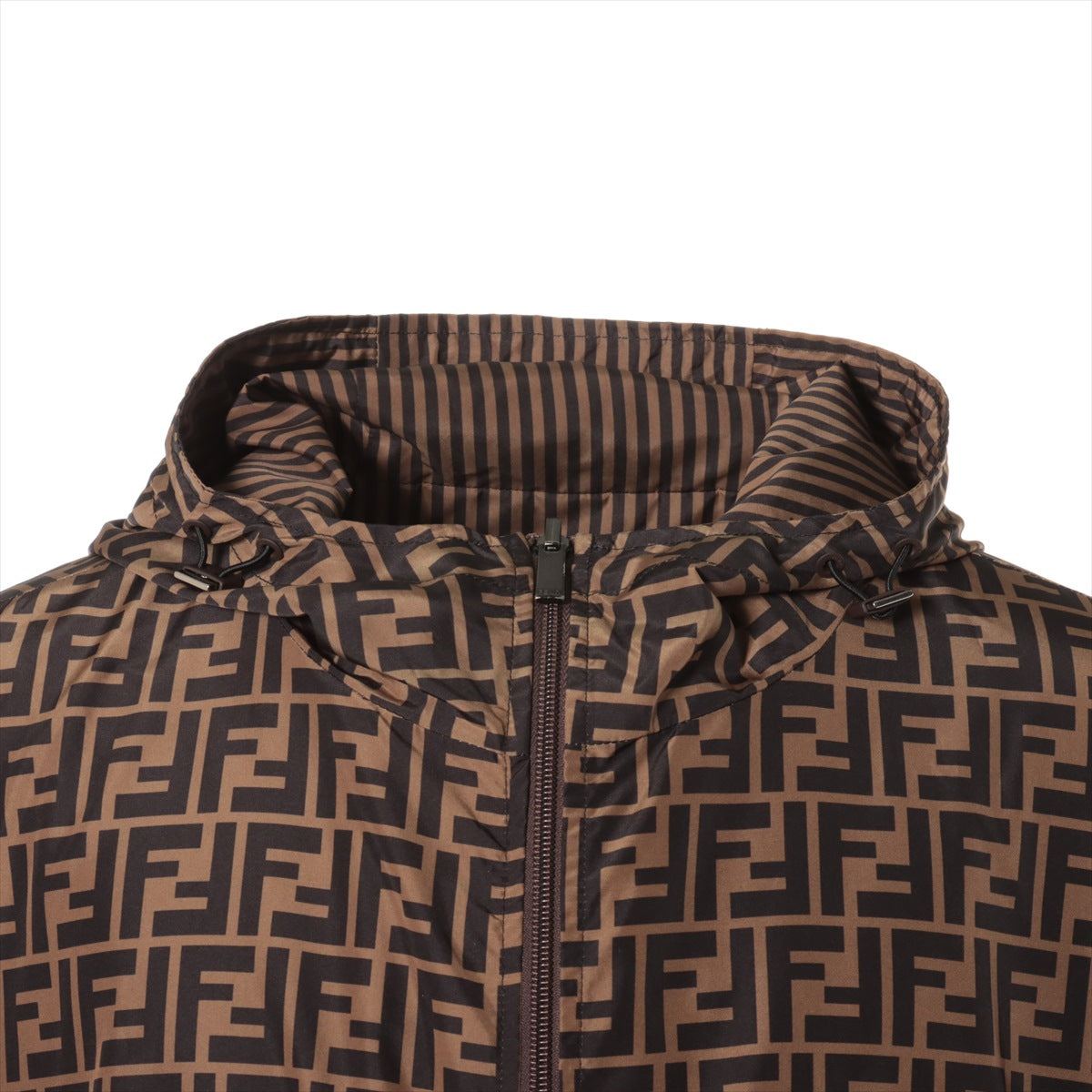 Fendi ZUCCa Polyester Half coat 48 Men's Khaki  Reversible Packable FAA618
