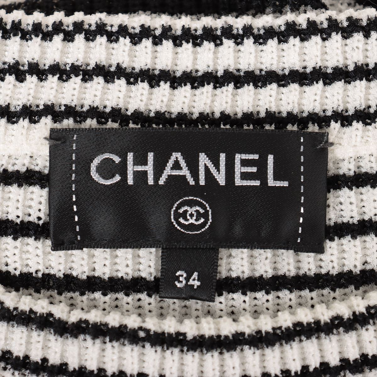 Chanel Coco Mark Polyester Dress 34 Ladies' Black × White  P56166K07345