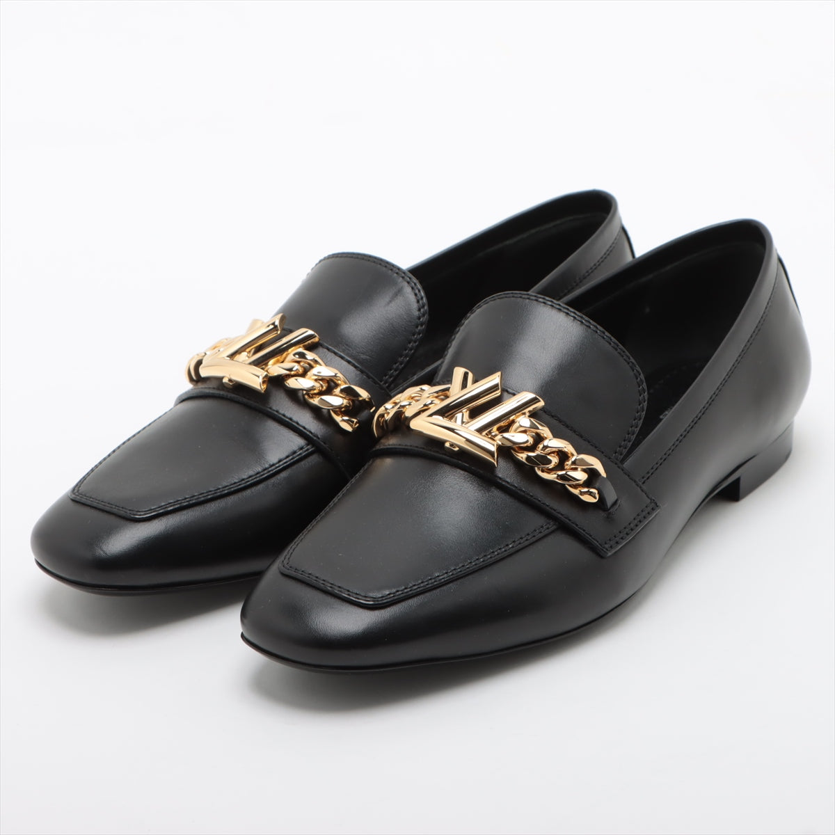 Louis Vuitton Upper case line 18 years Leather Loafer 35 1/2 Ladies' Black SC0178 box There is a bag