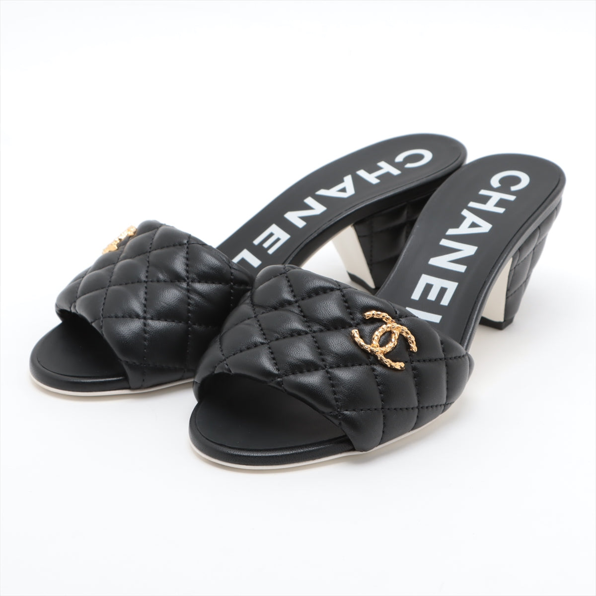 Chanel Coco Mark Matelasse Leather Sandals 36C Ladies' Black G38820 There is a bag