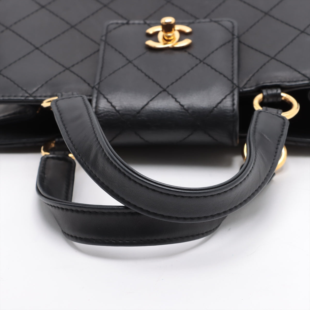 Chanel Matelasse Lambskin Handbag Black Gold Metal Fittings 4XXXXXX