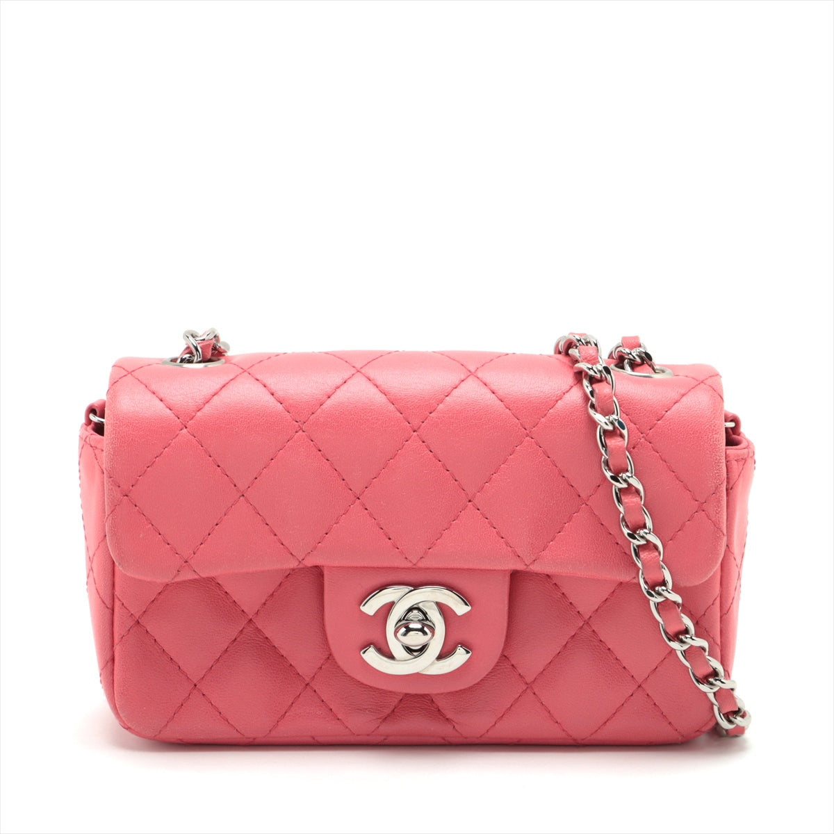 Chanel Mini Matelasse Lambskin Single flap single chain bag Pink Silver Metal fittings 9XXXXXX