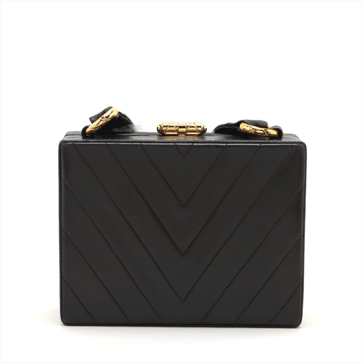 Chanel V Stitch Lambskin Shoulder bag Black Gold Metal Fittings