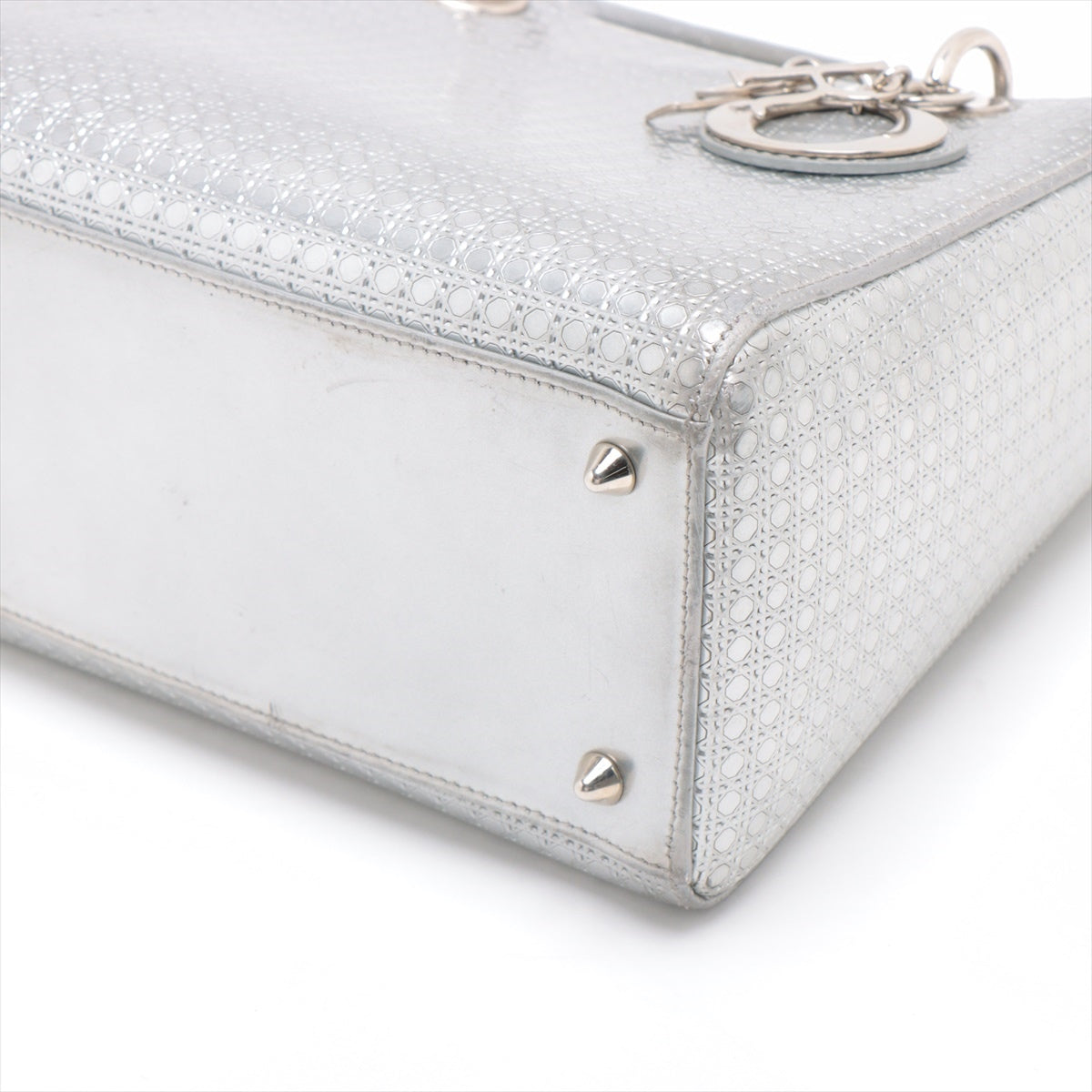 Christian Dior Lady Dior Patent leather 2way handbag Silver