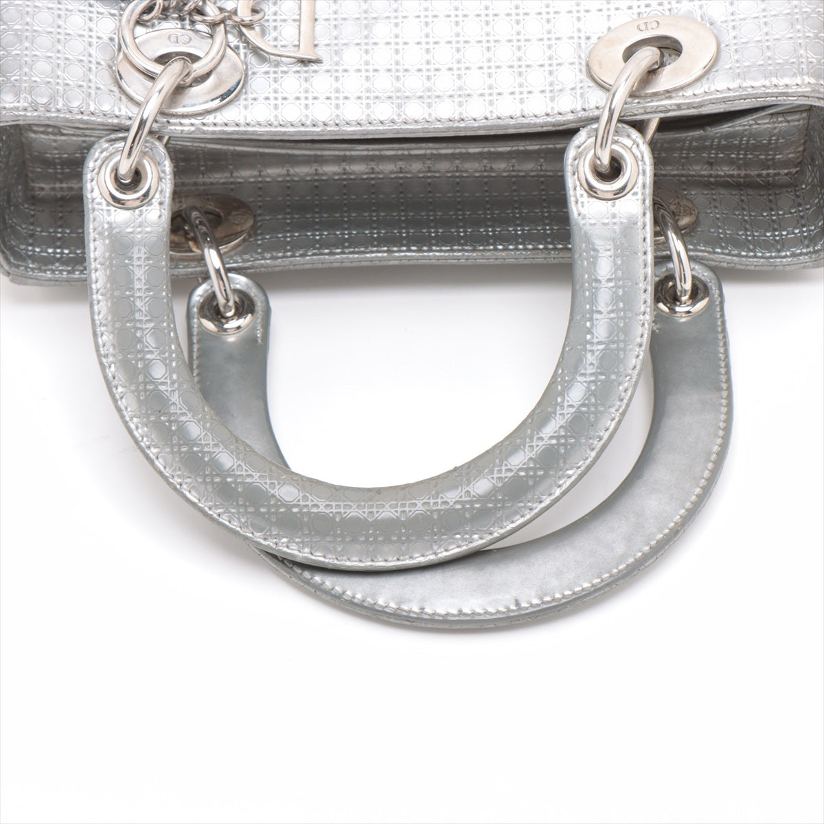 Christian Dior Lady Dior Patent leather 2way handbag Silver
