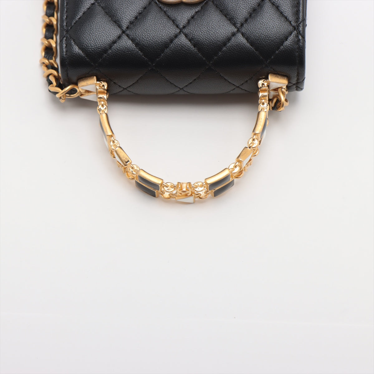 Chanel Mini Matelasse Lambskin Chain shoulder bag 2WAY Black Gold Metal fittings