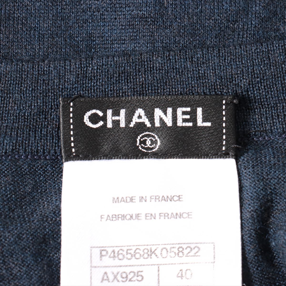 Chanel Wool Dress 40 Ladies' Navy blue  Coco mark emblem patch P46568K05822