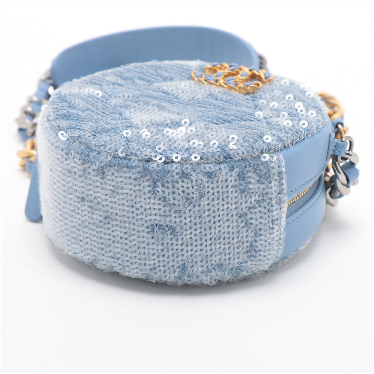 Chanel Matelasse sequins x lambskin Shoulder bag Blue Gold x silver metal fittings 30
