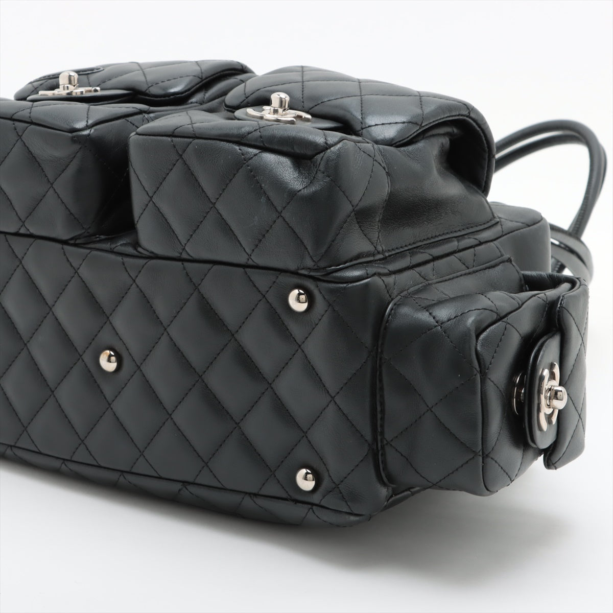 Chanel Cambon Line Lambskin Shoulder bag Black Silver Metal fittings 10XXXXXX