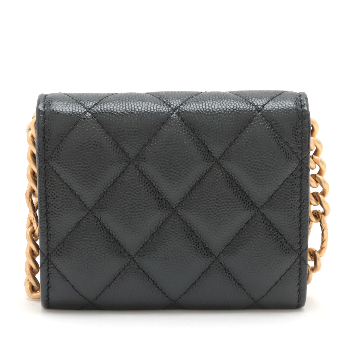 Chanel Mini Mini Matelasse Caviar Skin Chain Shoulder Bag Black Gold Metal Fittings 31st