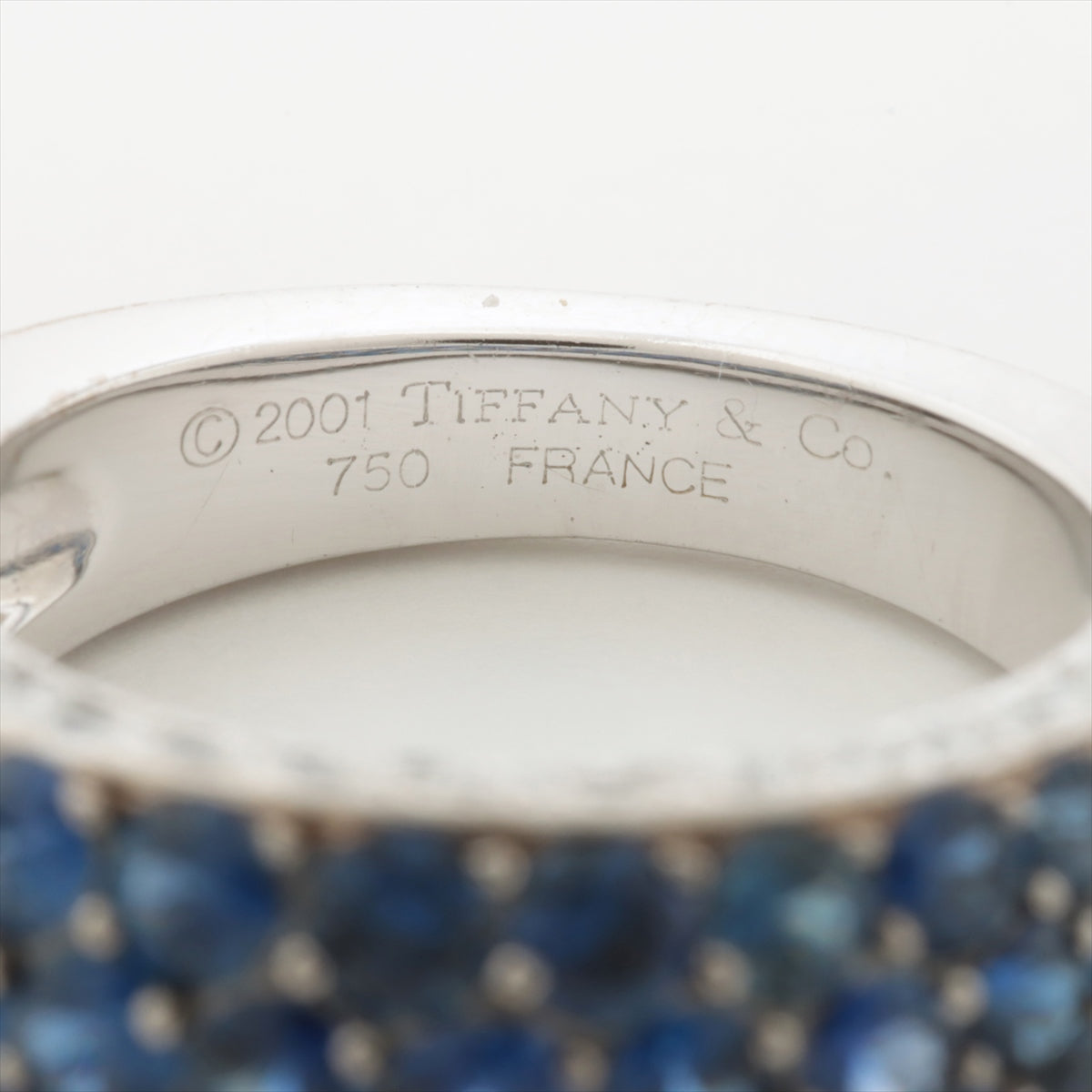 Tiffany Sapphire diamond rings 750(WG) 7.0g Sapphire shikake