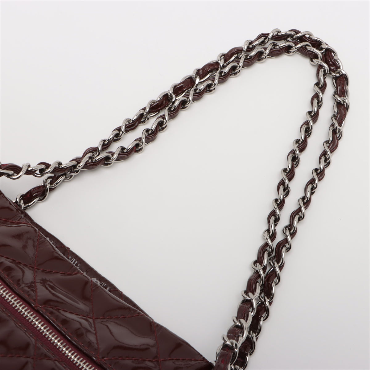 Chanel Matelasse Patent leather Chain tote bag Bordeaux Silver Metal fittings 13XXXXXX