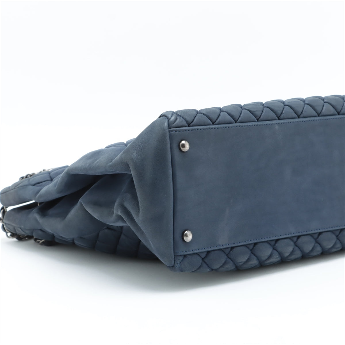 Chanel Matelasse Coating leather Chain tote bag Navy blue Gunmetallic hardware 17XXXXXX