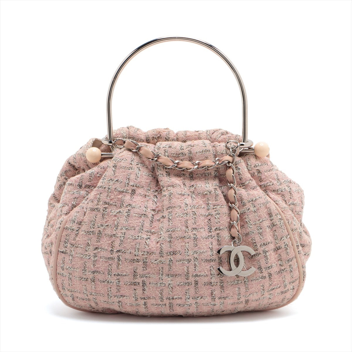 Chanel Coco charm Tweed Hand bag Pink Silver Metal fittings 10XXXXXX