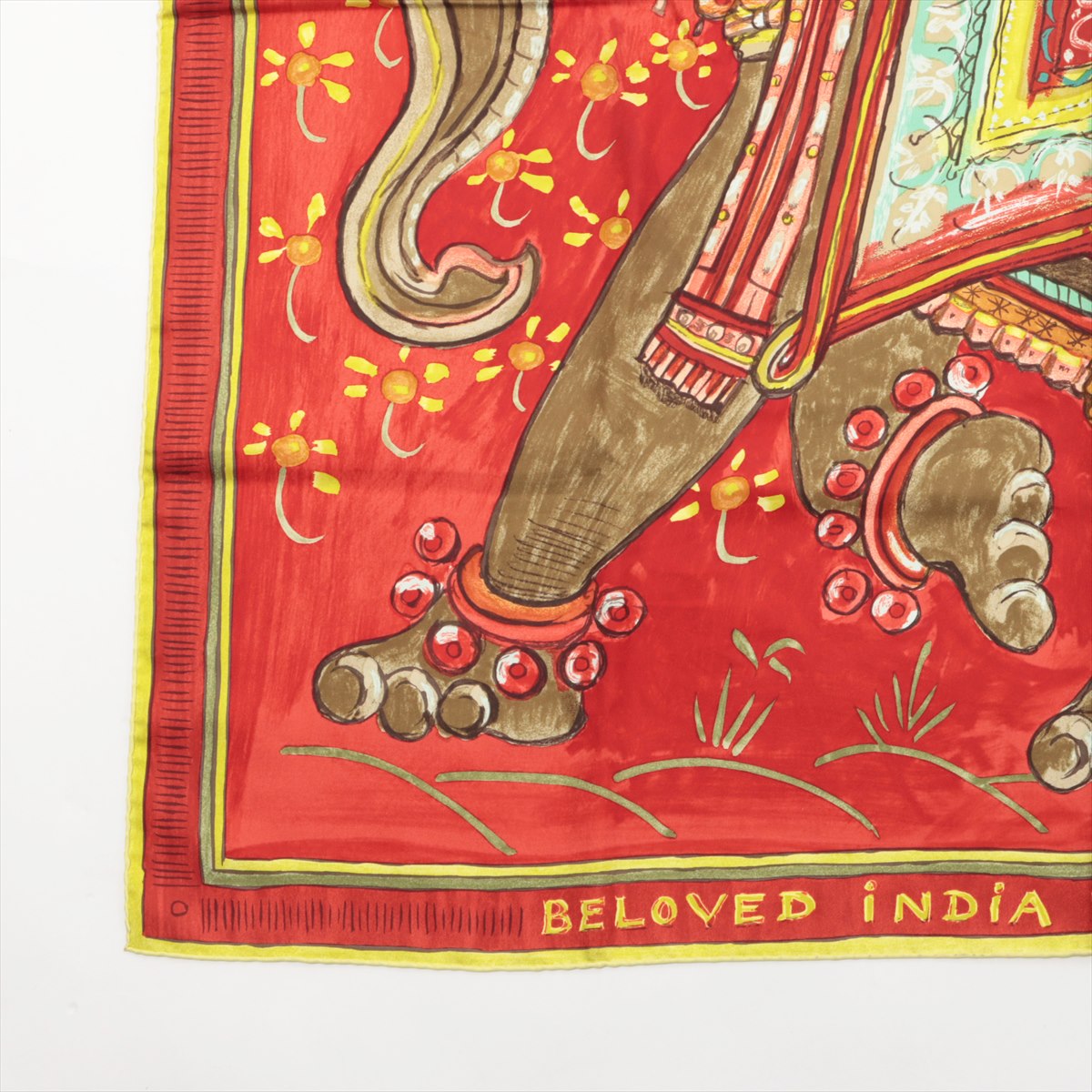 Hermès Carré 90 BELOVED INDIA Deep Indian love Scarf Silk Red