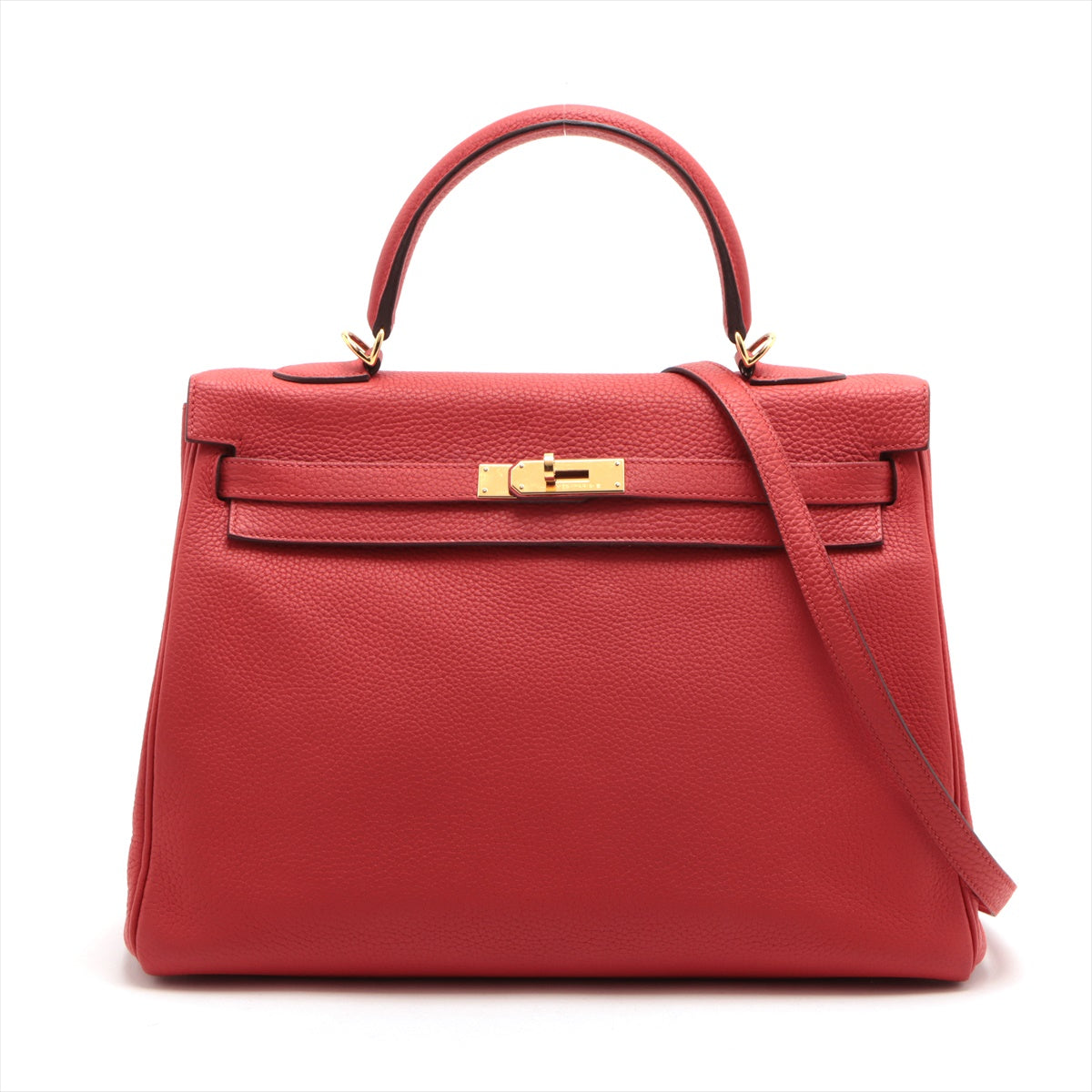 Hermès Kelly 35 Taurillon Clemence Rouge tomate Gold Metal fittings X: 2016