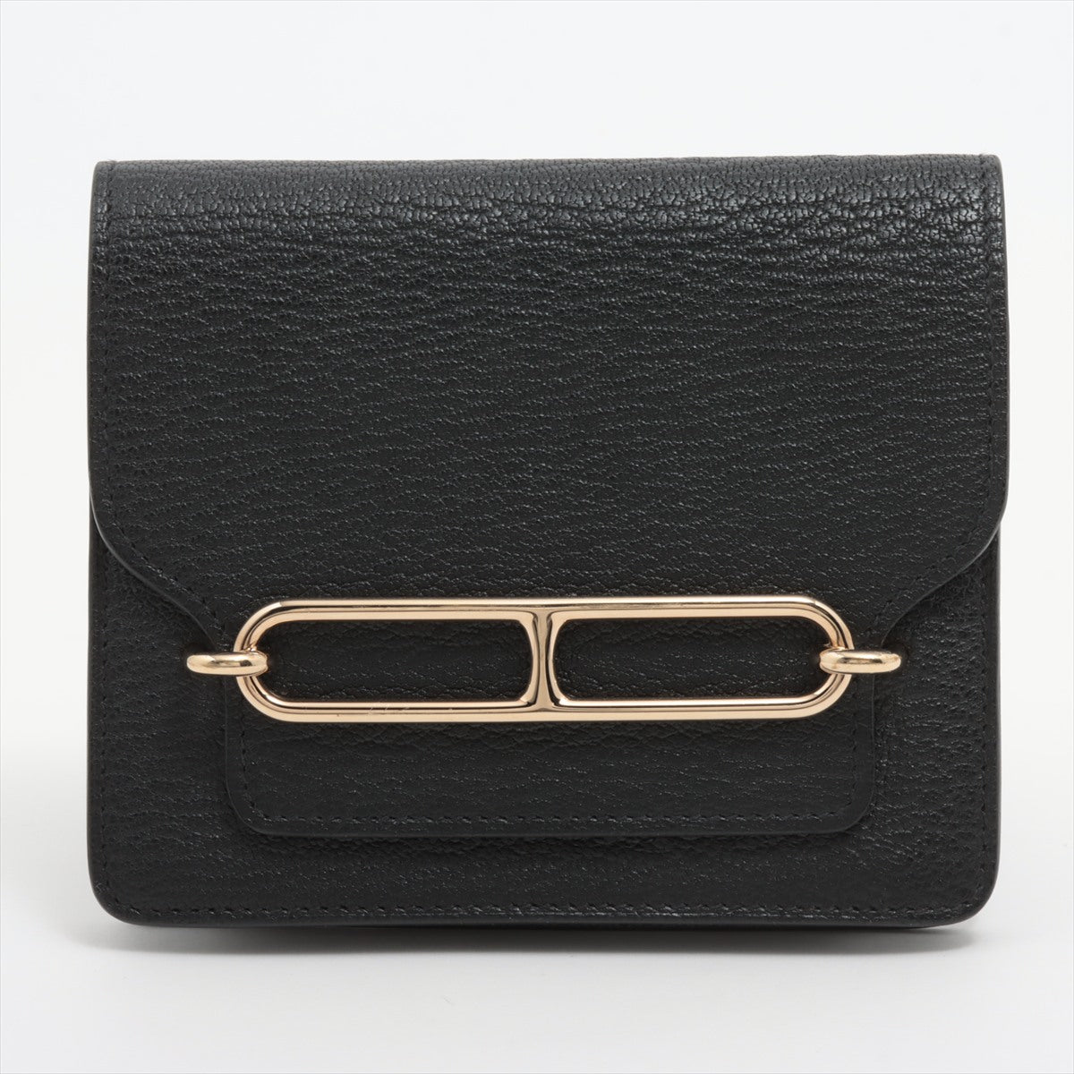 Hermès Lowris Chevre myzore Compact Wallet Black Gold Metal fittings B: 2023