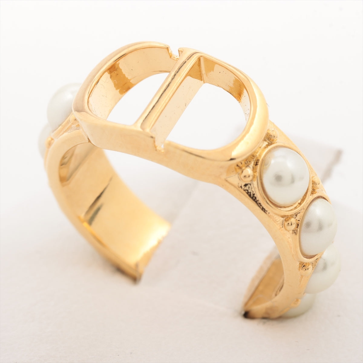 Christian Dior CD logo rings L GP x Imitation pearl Gold