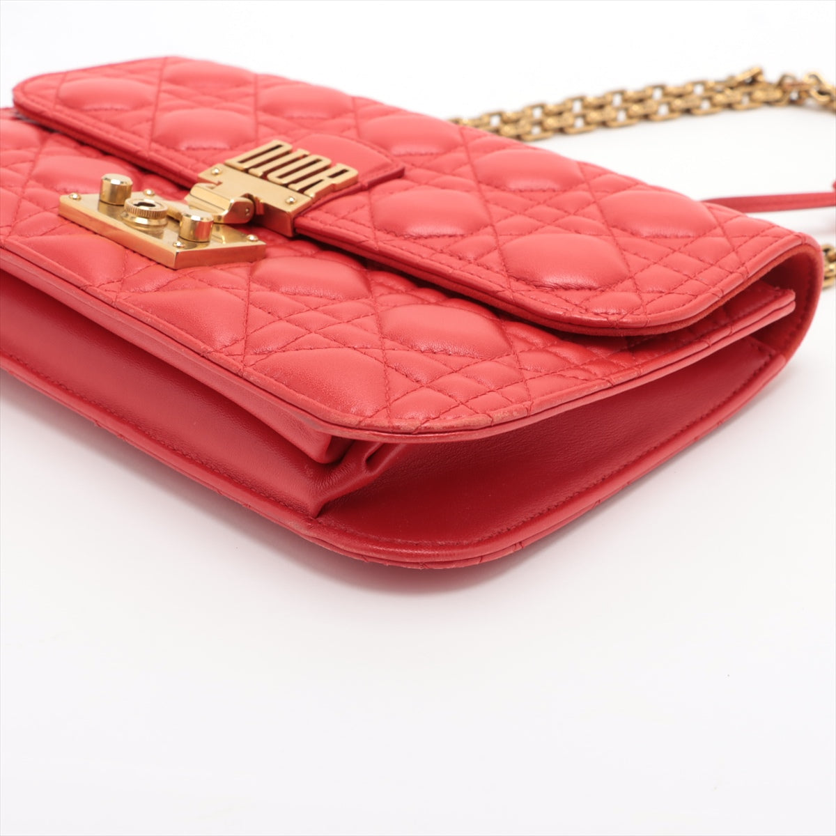 Christian Dior Cannage new lock Leather Chain shoulder bag Red
