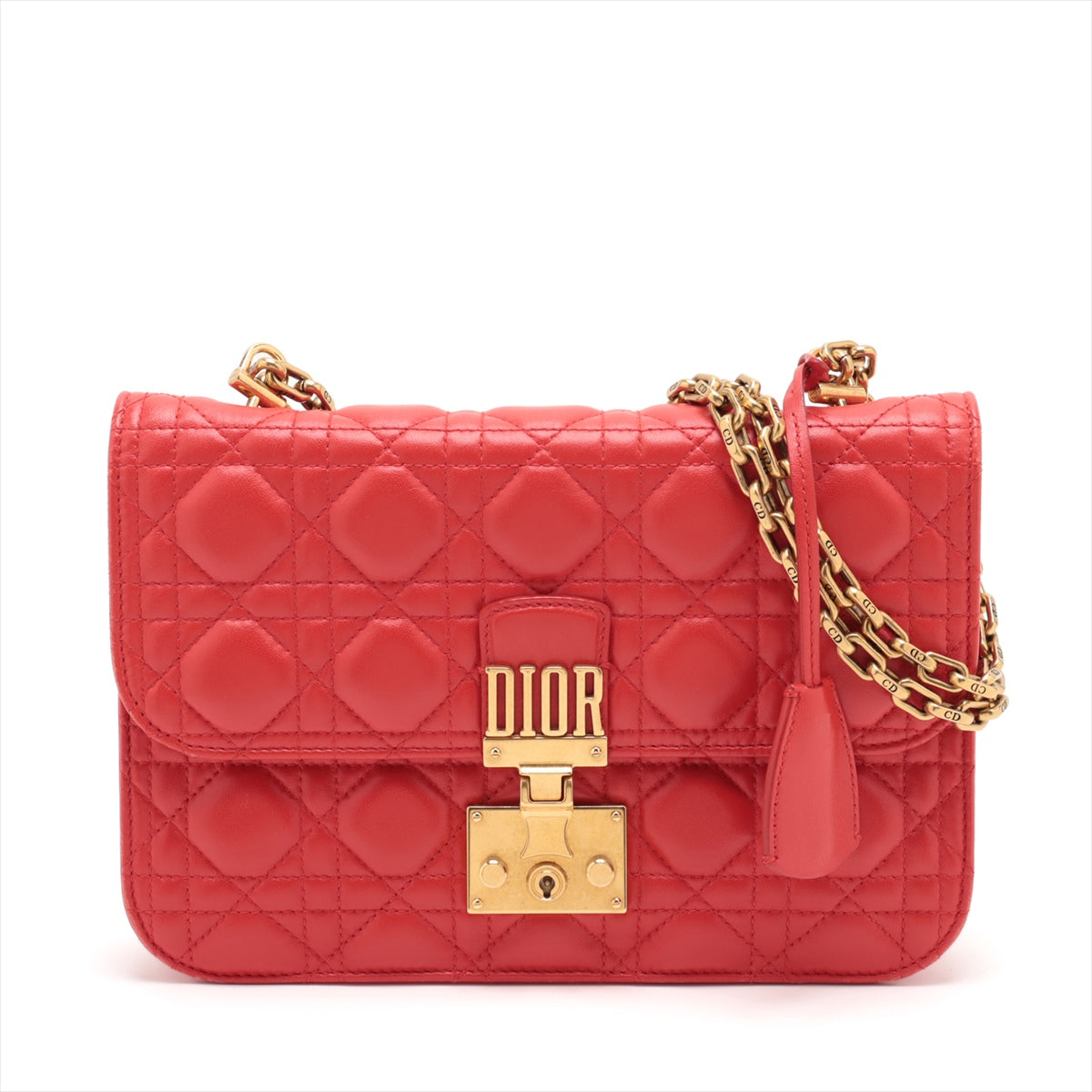 Christian Dior Cannage new lock Leather Chain shoulder bag Red