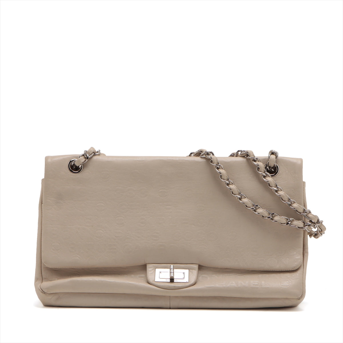 Chanel 2.55 Leather Double flap Double chain bag Beige Silver Metal fittings 12XXXXXX