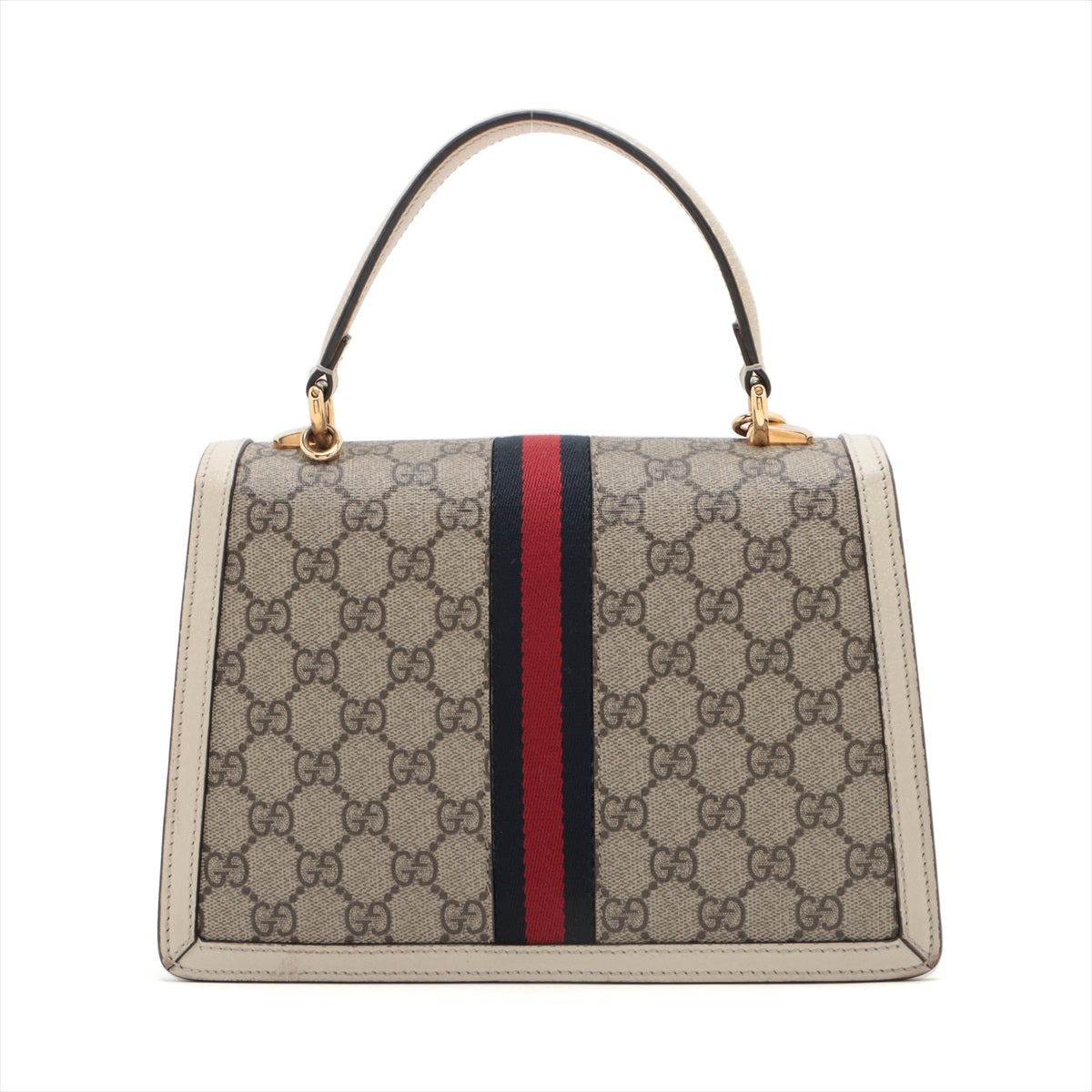Gucci GG Supreme PVC & leather 2way handbag Beige x white 651055