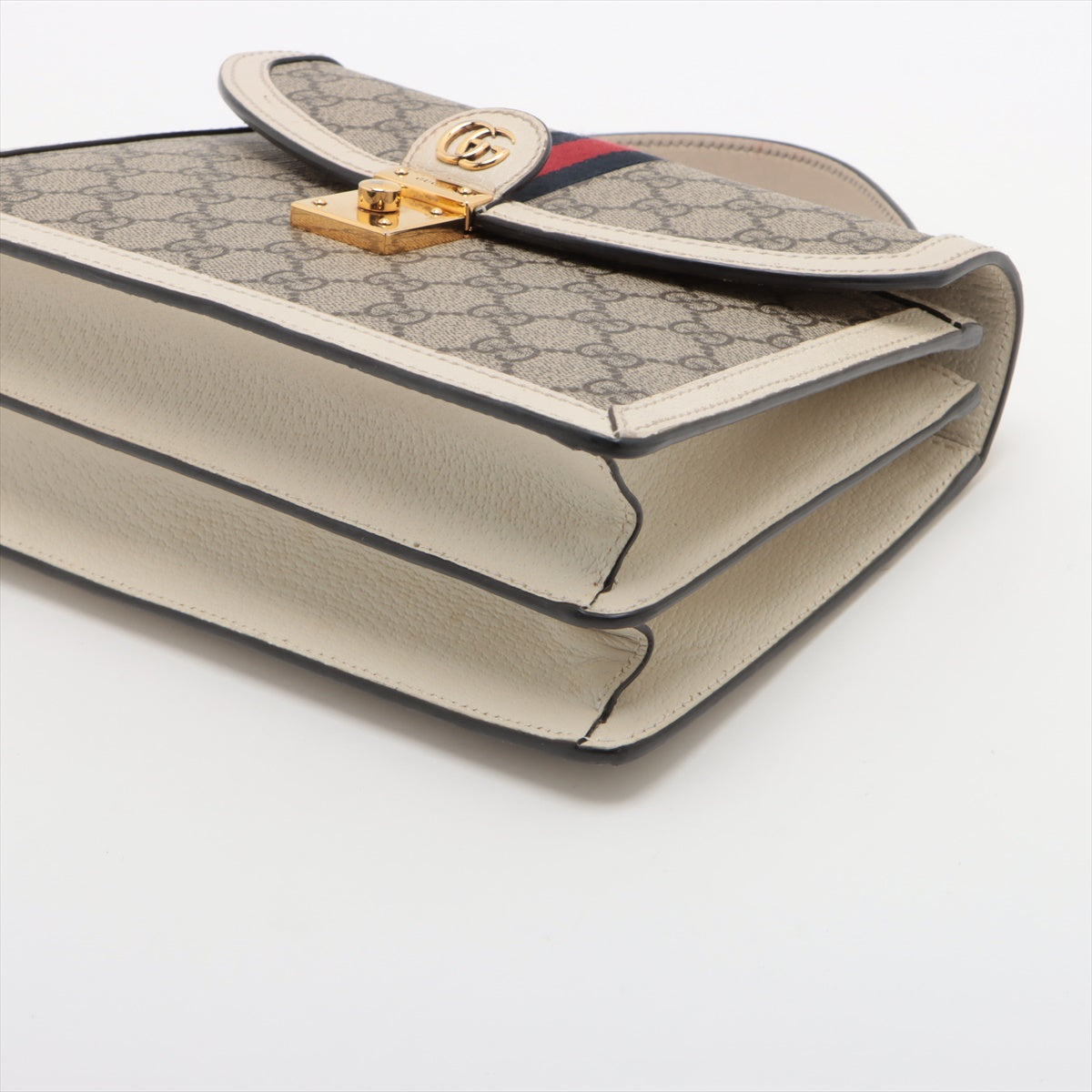 Gucci GG Supreme PVC & leather 2way handbag Beige x white 651055