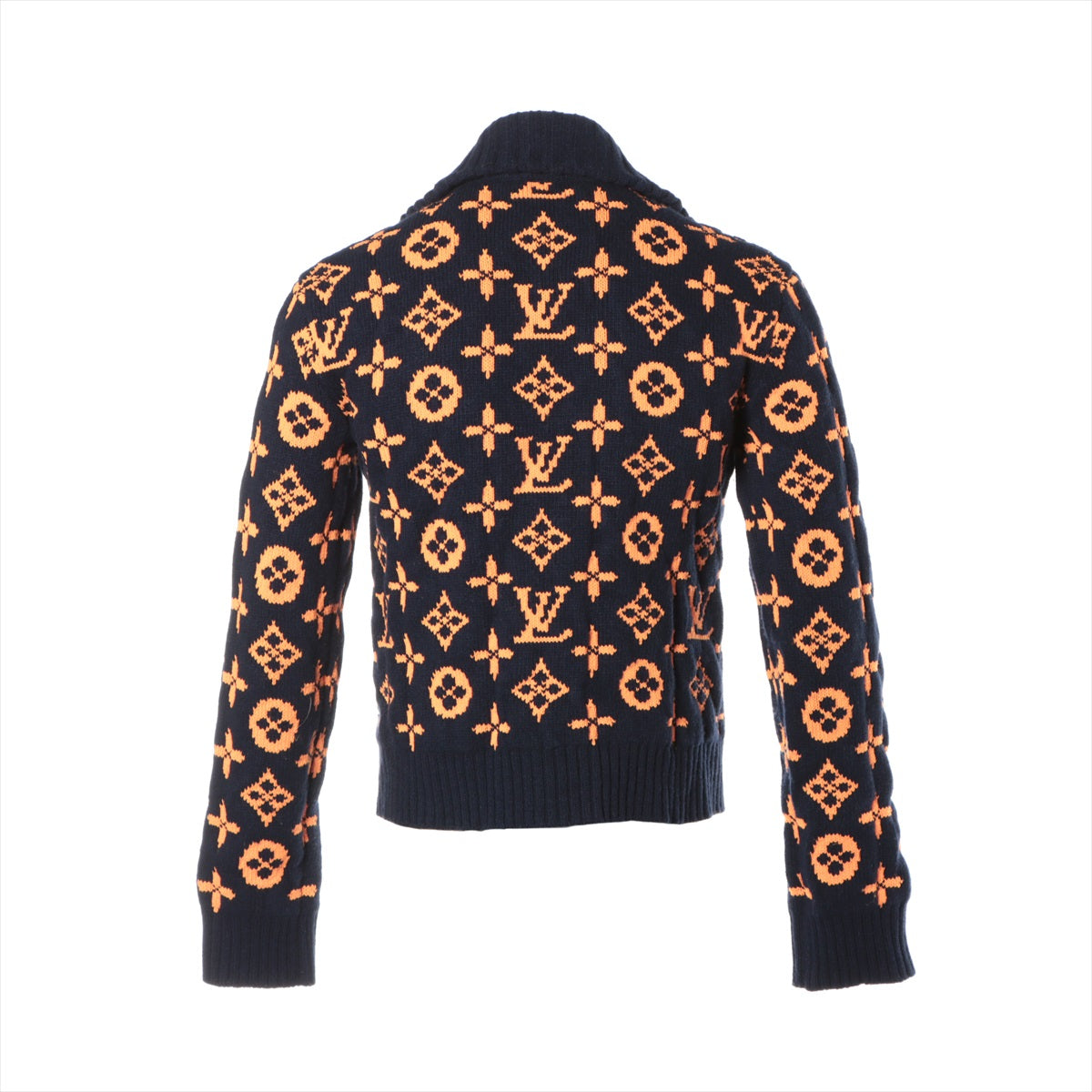 Louis Vuitton 23SS Wool & Nylon Knit jacket XS Men's Orange x navy  RM231Q Monogram Signature