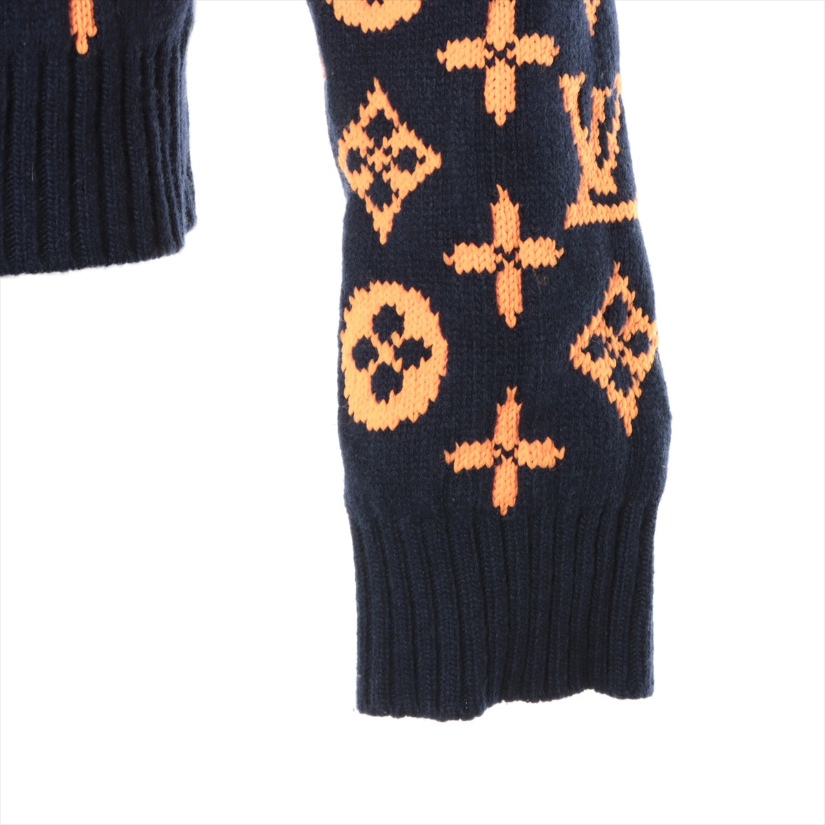 Louis Vuitton 23SS Wool & Nylon Knit jacket XS Men's Orange x navy  RM231Q Monogram Signature