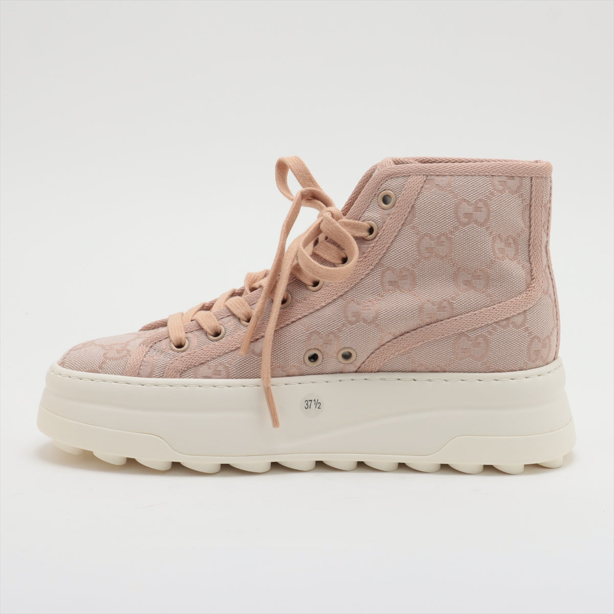 Gucci GG Supreme canvas High-top Sneakers 37.5 Ladies' Pink tennis 1977