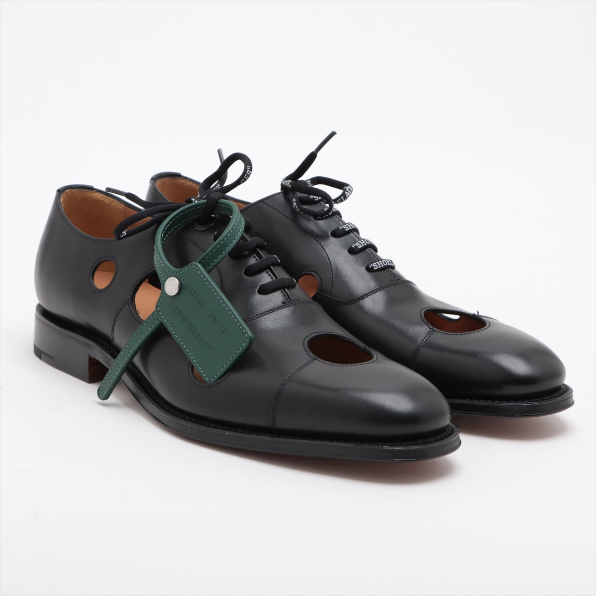 Church x off-white Leather Leather shoes 9 1/2 Men's Black Consulting Meteor Straight tip  Is there a replacement string