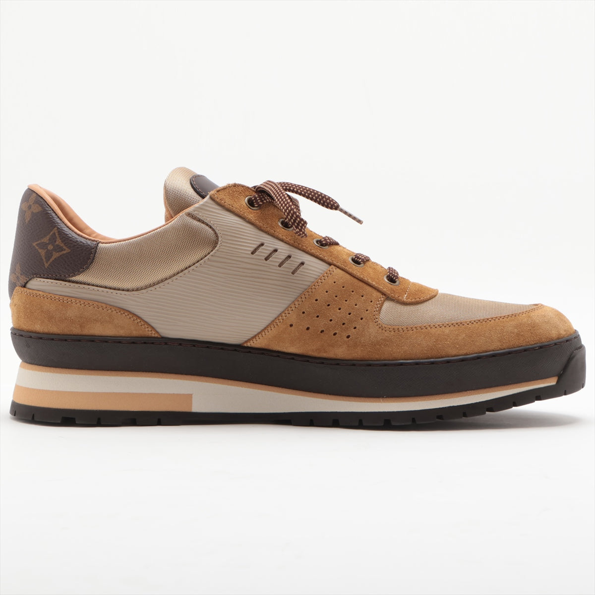 Louis Vuitton Harlem line 19-year Leather & Suede Sneakers 12 Men's Brown x gold BM1109 Monogram Epi Richelieu