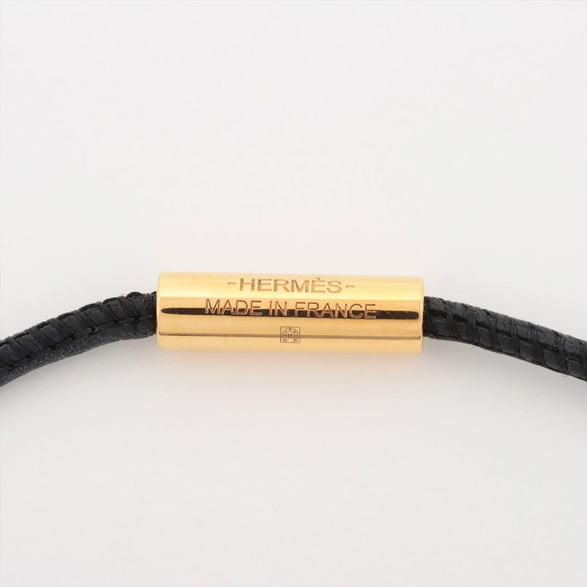 Hermès Loop Grand Pendant GP & Leather Black×Gold Necklace