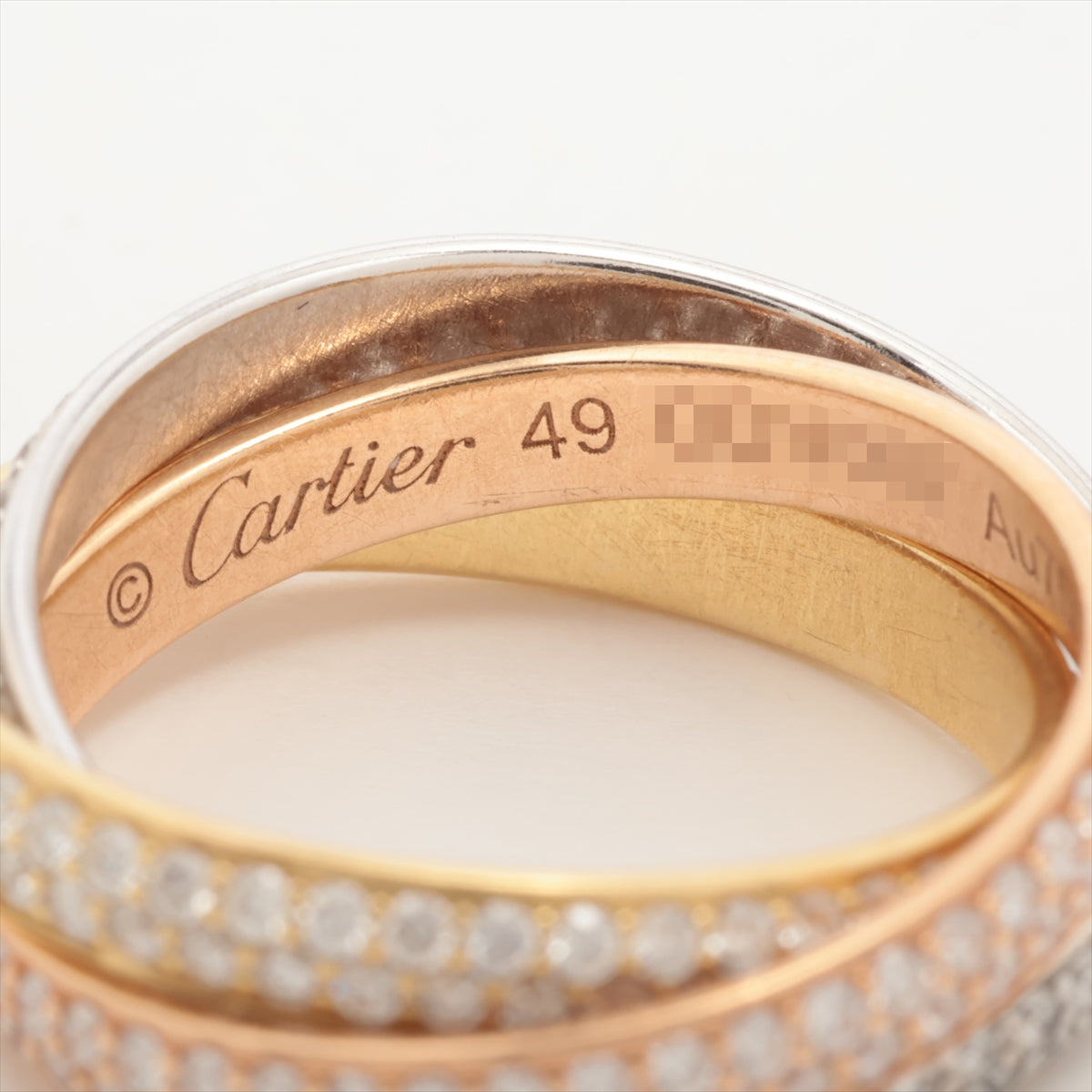 Cartier Trinity Full Pavé diamond rings 750(YG×PG×WG) 4.7g 49 SM