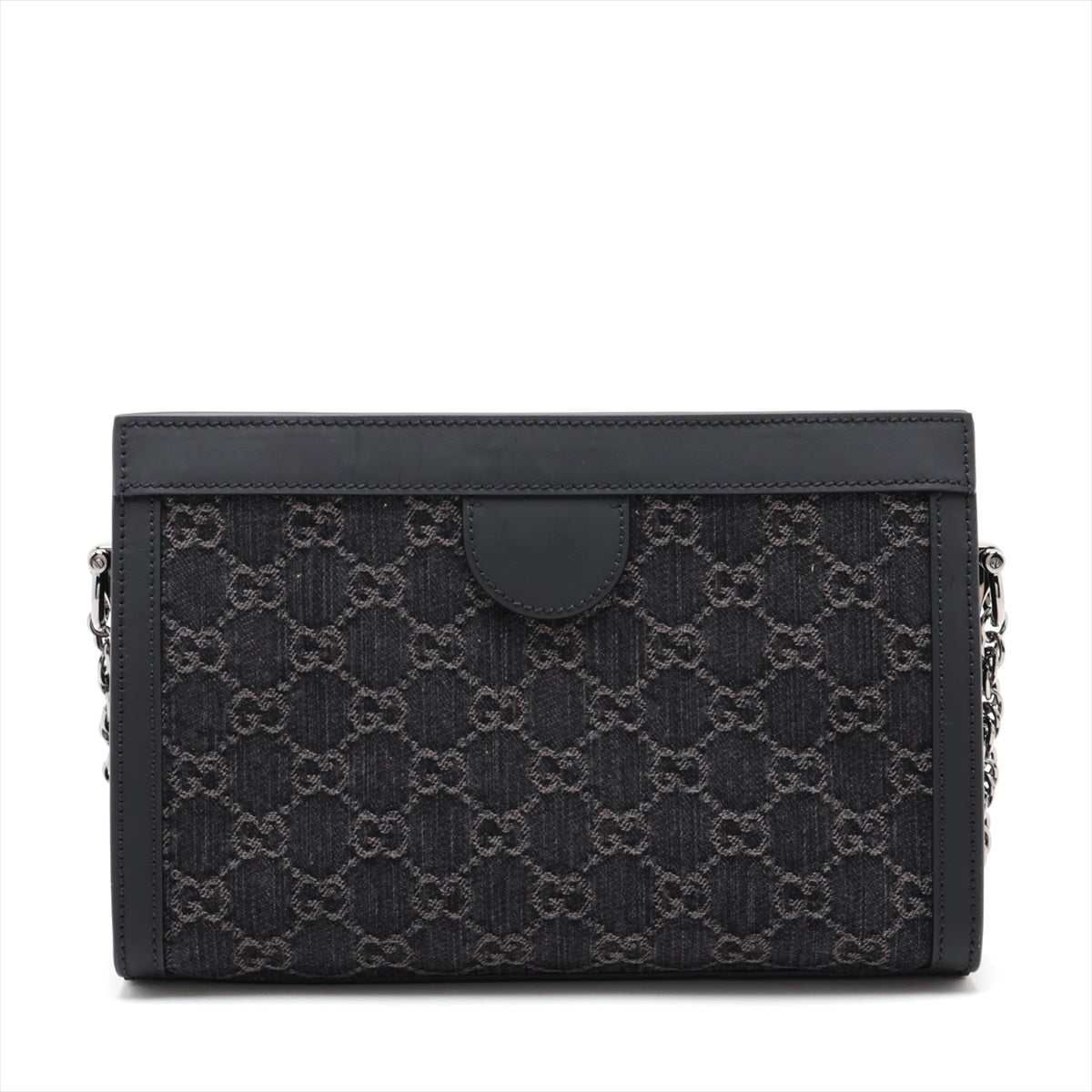 Gucci GG Denim Denim & leather Chain shoulder bag Black 503877