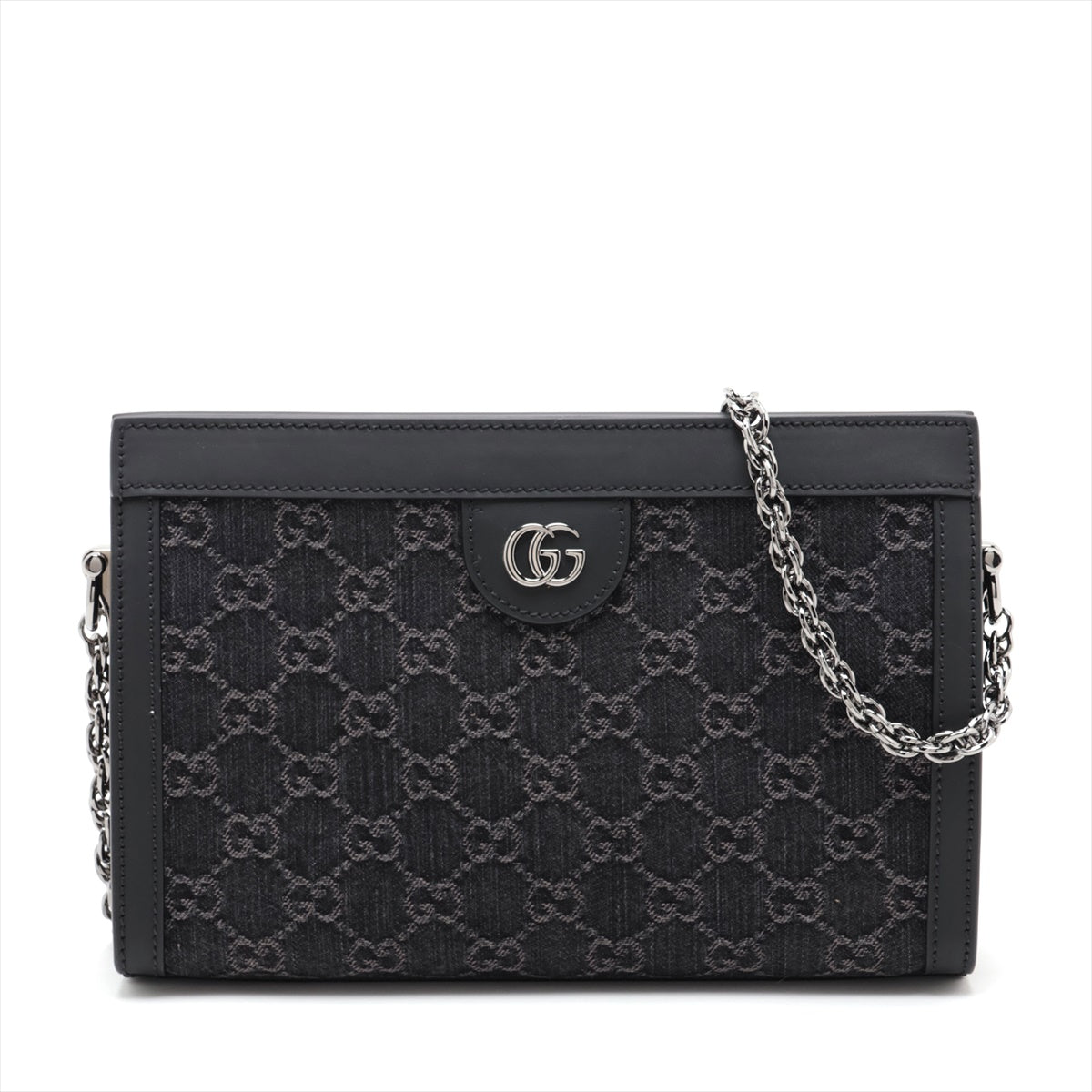 Gucci GG Denim Denim & leather Chain shoulder bag Black 503877