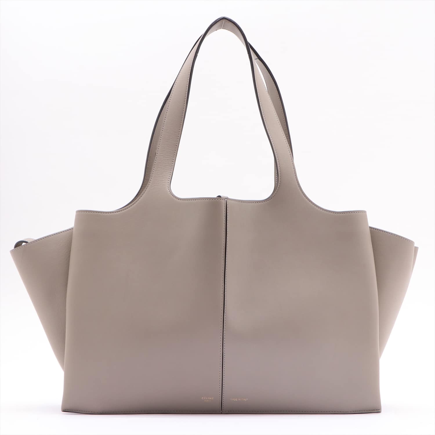 CELINE Tri Fold Leather Hand bag Grey