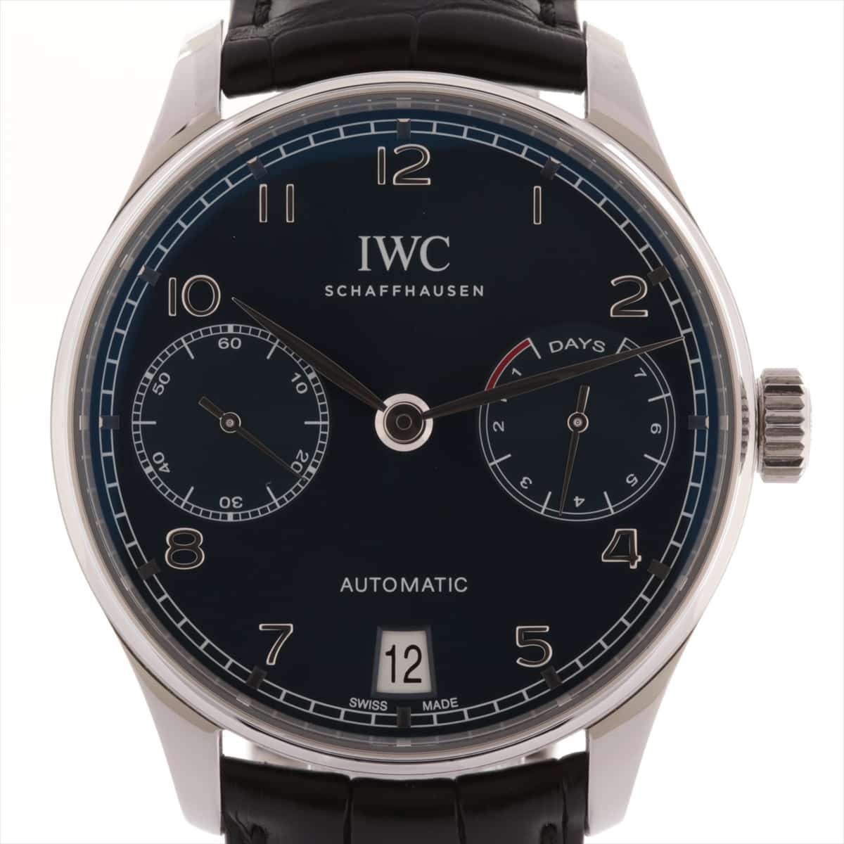 IWC Portugieser 7DAYS IW500710 SS & Leather AT Blue-Face