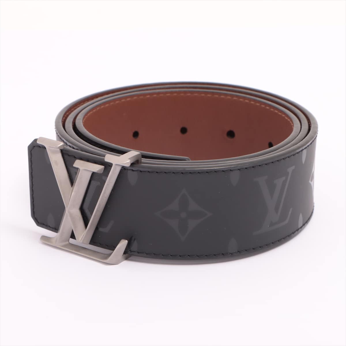 Louis Vuitton M9346 San Tulle LV Initials 40MM Pyramid JJ4260 Belt GP & Leather Black × Brown