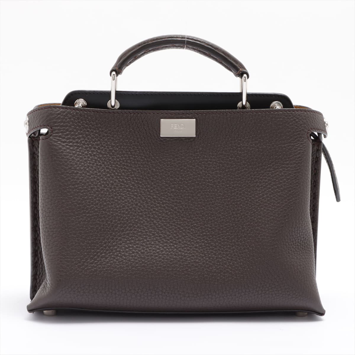 Fendi Selleria Peek-a-boo iconic Essential Leather 2way shoulder bag Brown 7VA506
